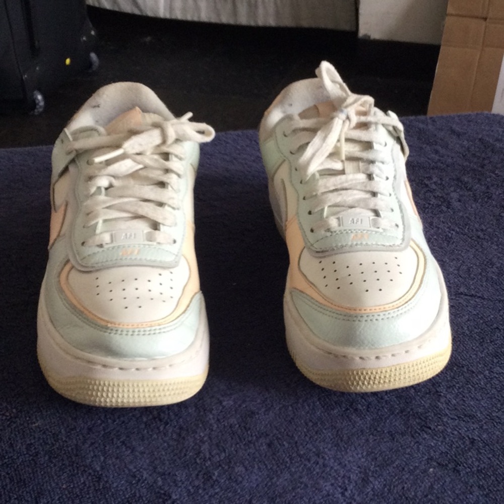 White and Pale Mint Lace-Up Sneakers